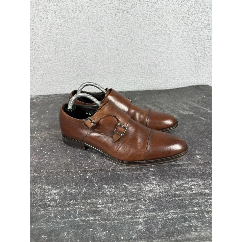 To Boot New York Men's 8 US Brown Leather Dress Shoes Double Monk Strap